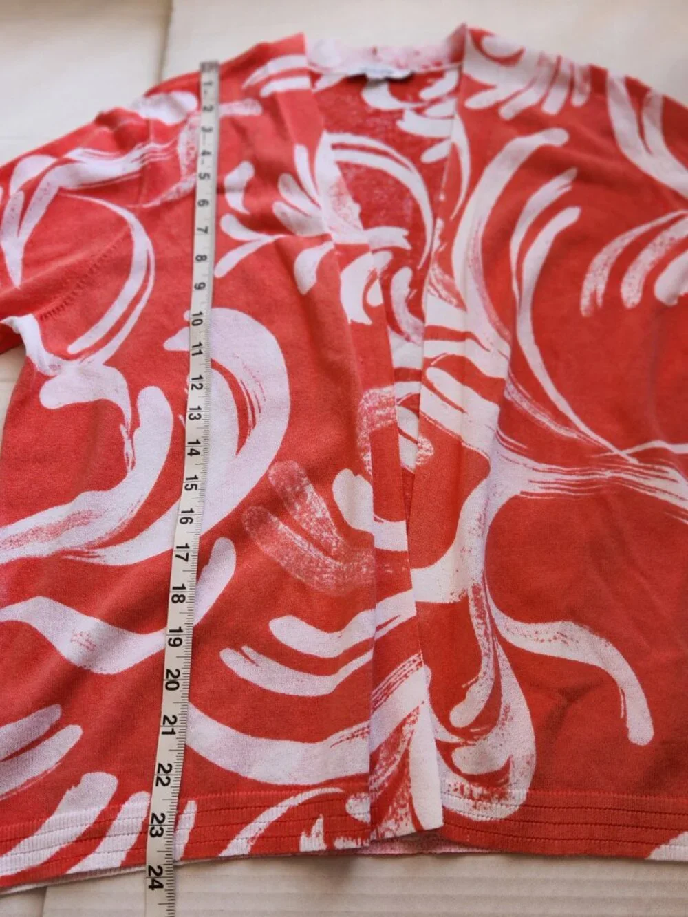 Chico's Women's Size 2/12-14 (L) Orange Summer Romance Open Front Cardigan